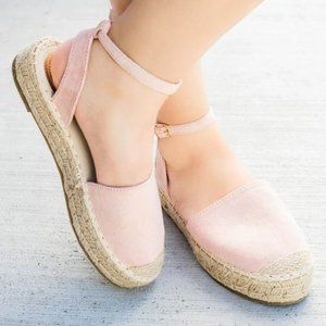 $15 Mauve Espadrille Flat Sandal Sling Ankle Strap